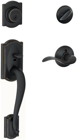 SCHLAGE Camelot Single Cylinder Handleset and Right Hand Accent Lever, Aged Bronze (F60 CAM 716 ACC RH) by Unknown