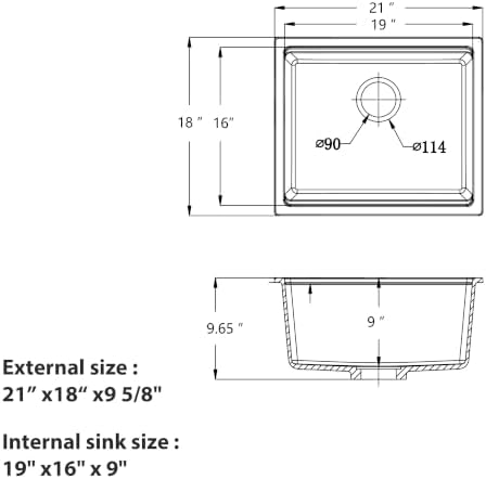 Logmey 21 Inch White Granite Composite Sink - Image 5