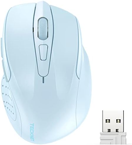 TECKNET Wireless Mouse, 2.4G Ergonomic Computer Mouse, 2600 DPI, Lightblue by Tecknet