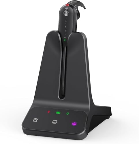 Yealink WH63 E2 Teams Wireless DECT Headset for Microsoft Teams, Convertible Mono Office Headset with Dual Noise Canceling Mics, Acoustic Shield, USB Base, 606 ft Range, 8H Talk Time by RedefineYourWorkplace