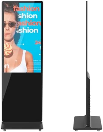 MWE 49 Inch 4K Digital Signage Displays, Indoor Floor Standing LCD Screen Advertising Kiosk, Android System Commercial Totem with Custom Service, Vertical Monitor with Auto Media Player-Black by QIXZOCV
