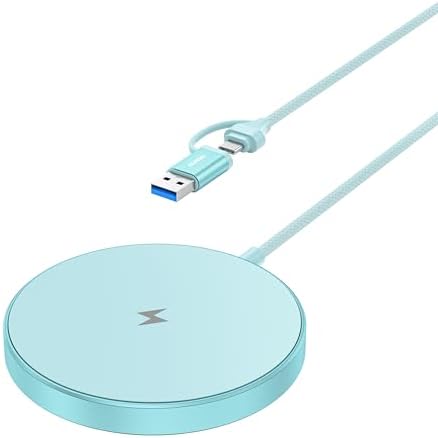 BENFEI Magnetic Wireless Charger Compatible with MagSafe for iPhone 17/16/15/14/13/12, Aluminum, up to 7.5W, 1.5m Cable by BENFEI