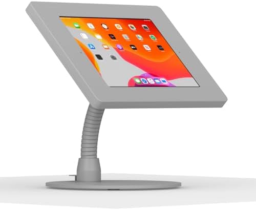 VidaMount Light Grey Covered Home Button Enclosure and Portable Flexible Stand [Bundle] Compatible with iPad 10.2" (7th, 8th & 9th Gen) by VidaMount
