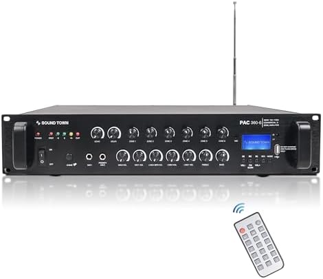 Sound Town Commercial Restaurant Bluetooth Amplifier + Surface-Mount Speaker Set, with One 6-Zone 70V/100V Amplifier with Bluetooth, 12 x 6.5-Inch Surface-Mount Speakers, Black (PAC360X12TV6B) - Image 2