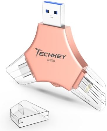 USB Flash Drive 128gb, Techkey® Pen Drive with Silver Polishing Cloth and Velvet Bag Set for Smartphone/Laptop/Pc/Android(Pink) - Image 2