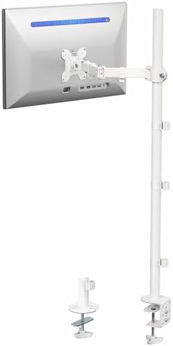 VIVO Extra Tall Single Monitor Desk Mount Stand with 39 inch Pole, Features Full Adjustability - Tilt and Articulation, Holds 13 to 32 inch Screens up to 10kg with VESA Mounting, White, STAND-V011W by VIVO