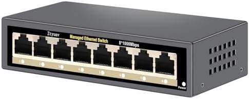 8-Port Full Gigabit Smart Web Managed Ethernet Switch, Web or App Managed, VLAN/QoS/IGMP/LAG/TELNET/CLI Supported, Home Office Network Hub, Desktop or Wall Mount Fanless Metal Casing by ProfessionalNetworkSwitchManufacturer