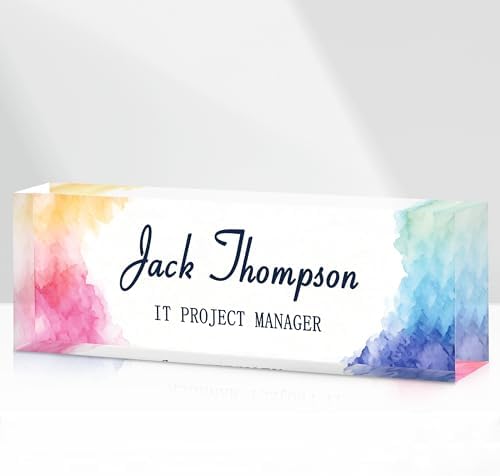 Custom Name Plate for Desk, Acrylic Desk Name Plate Personalized, Employee Appreciation Gifts, Office Desk Accessories for Women Men Teacher Nurse, Coworker Gifts for Manager Assistant (Sunrose) by DOCRAGI