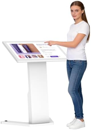 MWE 32 Inch Touch-screen Self Service Kiosk, Floor Standing Digital Signage Display, FHD Information Kiosk, 2 Speakers, Interactive Display for Mall Navigation/Self-Ordering/Advertising/Retail Store by RIXZSIW