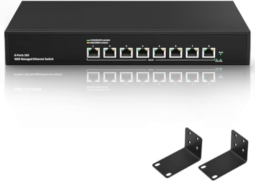 8 Port 10Gb RJ45 Web Managed Network Ethernet Switch 8 x 10G Base-T Port | Multi-Gig 10G-5G-2.5G-1G | 19 Inch Rack Mount | Built-in Fan | 160G Bandwidth | 10Gbps for 10G NAS, PC, WiFi7 Router by RealHD