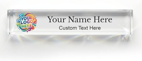 Signs ByLITA Customizable Full Color Acrylic Desk Sign – Upload Your Logo or Photo, Personalized Name Plate 2" x 10" Office Desk Décor - Image 2