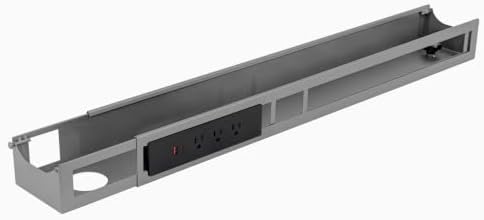 Desky Integrated Cable & Power Channel 3 Plugs Grey by Desky