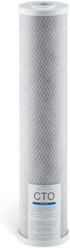 VEVOR CTO Whole House Water Filter - Universal Fit 20 x 4.5 Inch - Activated Carbon Block Cartridge Replacement, 5 Micron Coconut Shell Charcoal Filter, Reduce Chlorine, Bad Taste, Odor by VEVOR