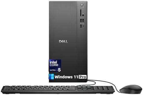 Dell Desktop Tower Computer, Intel 10-Core Ultra 5 225 (20MB Total Cache, 3.3GHz), Windows11 Pro, Wired Keyboard & Mouse, Intel UHD Graphics, Wi-Fi 6, Bluetooth 5.4 (16GB DDR5 RAM | 1TB SSD) by Dell