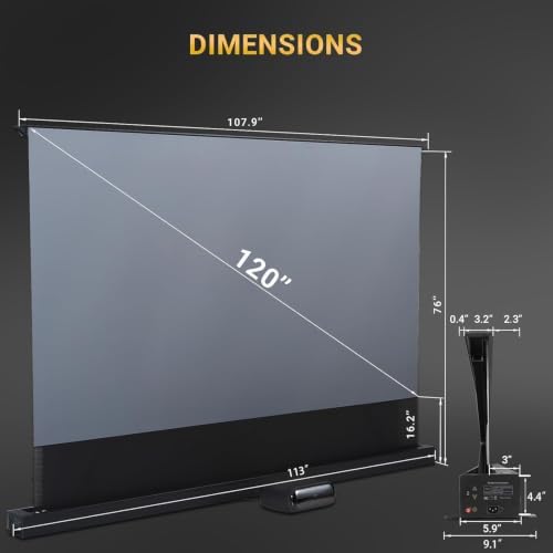 ALR/CLR Motorized Floor Rising Projector Screen for UST Projectors 120”, 95% Ambient Light Rejecting, 4K/8K Ultra HD, Active 3D, for Home Theater Living Room Bedroom Office - Image 6
