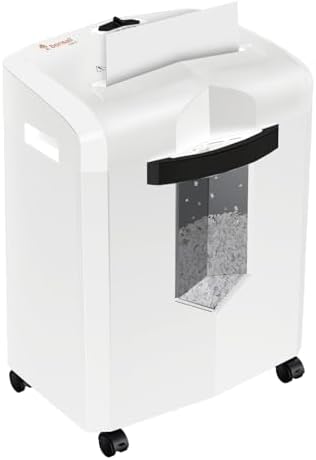 Bonsaii Micro Cut Shredder, Portable with a Convenient Handle, shredding up to 12 Sheets, P-4 Security Level, 60 Min Continuous, CD/Credit Card, Jam-Proof, 4.2 Gal Bin, White/Gray by bonsaii