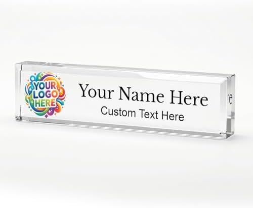 Signs ByLITA Customizable Full Color Acrylic Desk Sign – Upload Your Logo or Photo, Personalized Name Plate 2" x 8" Office Desk Décor - Image 3