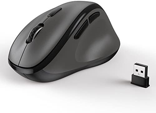 Ergonomic Wireless Mouse with USB Receiver for PC Computer, Laptop and Desktop, Ergo Vertical Mouse with Silent Clicks Long Battery Life, Up to 1600 DPI & 1 AA Battery Powered, Grey by Unknown