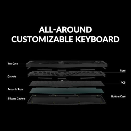 Keychron Q8 65% Alice Layout Barebone Mechanical Keyboard – Full Metal, Wired, Hot-Swappable, QMK Programmable Macros, Mac/Windows/Linux Compatible, RGB, Double-Gasket DIY Kit – Black - Image 6