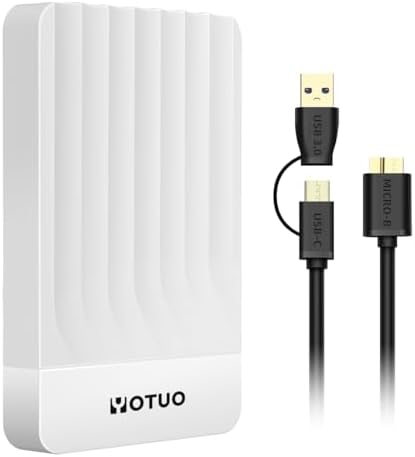 YOTUO 500GB External Hard Drive, Portable Storage Expansion HDD, USB 3.0 & USB-C for PC, Mac, Desktop, Laptop, Smartphone, PS4, Xbox One, Xbox 360, Office & Game, White by YOUTO
