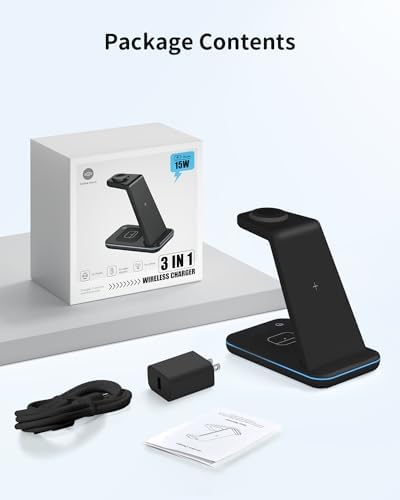 Wireless Charger for iPhone Charging Station: 3 in 1 Phone Charger Stand for iPhone 17/16/15/14/13/12/11/SE/X Pro Max Plus - Apple Watch 11/10/9/Ultra 2/8/SE/7/6/5 - AirPods 4/Pro 2/3 - Image 6