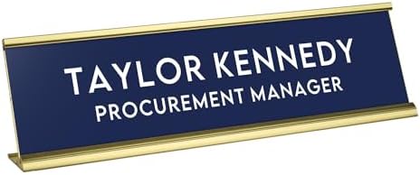 Custom Engraved Desk Plate | Personalized with your Name and Title | Perfect Decor for Office, Business, or Home | Multiple Font and Color Options | 2x8" or 2x10" (Dark Blue w/White Letters, 2x8") by 904Custom