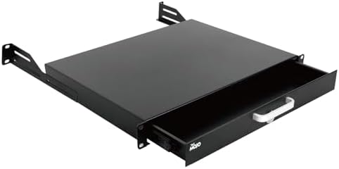Tecmojo 1U Rack Drawer,Rack Mount Drawer for 19in Network Equipment/Server/AV Rack or Cabinet Enclosure,Sliding and Lockable Server Rack Drawer - Load-Bearing 44lb (20kg),with Cable Management Holes by Tecmojo