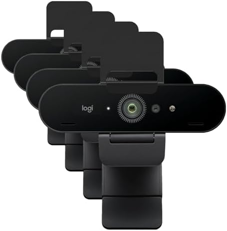 Logitech Brio 4K Webcam,VideoCalling,Noise-Cancelling mic,HD Auto Light Correction,Wide Field of View,Works with Microsoft Teams,Zoom,Google Voice,Google Meet,PC/Mac/Laptop/MacBook/Tablet (Pack of 4) by Unknown