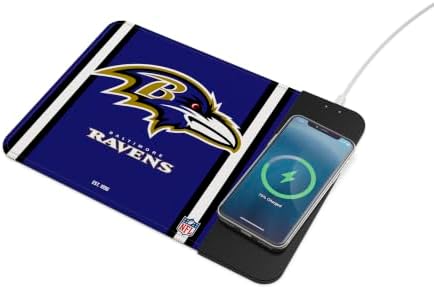 SOAR NFL Official Established Primary Logo Wordmark Home Office Wireless Charging Mouse Pad Mat 11.8" x 8.6" (Baltimore Ravens) by SOAR