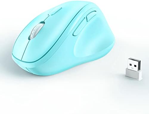 Ergonomic Wireless Mouse with USB Receiver for PC Computer, Laptop and Desktop, Ergo Mouse Vertical with Silent Clicks Long Battery Life, Up to 1600 DPI & 1 AA Battery Powered, Blue by Unknown