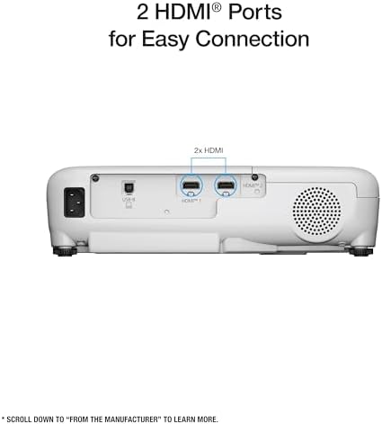 Epson EX3290 3-Chip 3LCD WXGA Projector, 4,000 Lumens High Color Brightness, 4,000 Lumens White Brightness, 2x HDMI, Built-in Speaker (Renewed) - Image 5