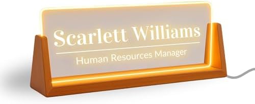 Professional Office Name Plate - Custom Name Plate with Led Stand Acrylic Custom Name Plate for Office Decor Corporate Gift Gift for Team Members Valentines Day (Design 1) by ClickedCraft