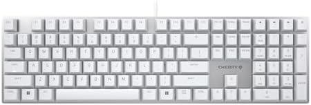 Cherry KC 200 MX, Wired Mechanical Office Keyboard, Modern Design with Elegant Aluminum Surface, USB-A Connection, MX2A Brown Switches, White/Silver by CHERRY