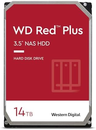 Western Digital 14TB WD Red Plus NAS Internal Hard Drive HDD - 5400 RPM, SATA 6 Gb/s, CMR, 512 MB Cache, 3.5" - WD140EFFX by WesternDigitalHolidayStore