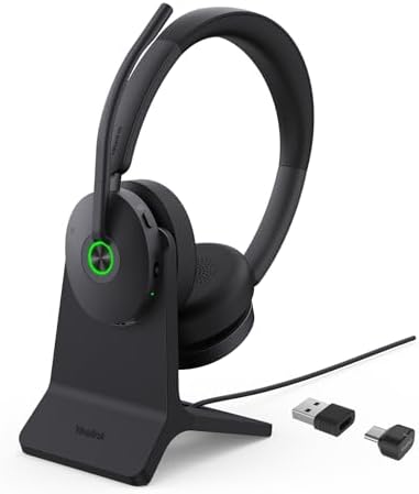 Yealink BH74 with Stand ANC Wireless Headset with Microphone for PC, Bluetooth Headset Noise Cancelling with 6 AI Mic, 32H Talk Time&Mute Button, Microsoft Teams Premium Open Office Certified for Work by RedefineYourWorkplace