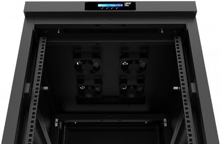 Sysracks 32U Deep Server Rack Cabinet Enclosure Locking | 39-Inch Depth Network Equipment Rack Cabinet with Thermocontroller, LCD-Screen, 4 Fans, Power Strip, Shelf, Wheels, Dust-Tight Cable Entries - Image 5