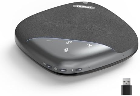 HORION Conference Speaker with Microphone, Wireless Bluetooth Speakerphone for Office Meeting Computer PC, w/8 Mics, 20ft Voice Pickup, 8H Call Time, AI Noise Cancelling, Portable with Zoom/Teams by HORION