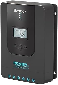 Renogy Solar Charge Controller Rover 20A 12V24V Auto DC Input MPPT Charge Controllers for Solar Panels Adjustable LCD for Gel Sealed Flooded Lithium Batteries by RenogySolar