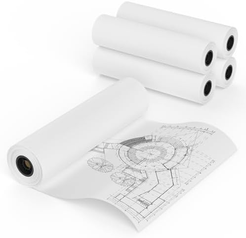 MFLABEL Wide Format Paper 36" x 150' Plotter Paper 5 Rolls CAD Bond Rolls 20lb 2" Core for CAD Printing on Wide Format Ink Jet Printers by MFLABEL