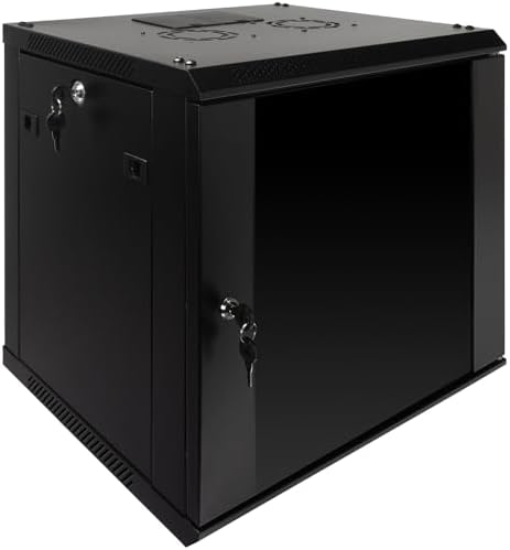 NavePoint 9U Server Rack Enclosure with Glass Door, Cooling Fan, Locks, & Removable Side Panels - 9U Wall Mount Network Cabinet 19 Inch Rack 17.7 Inches Deep - Image 5