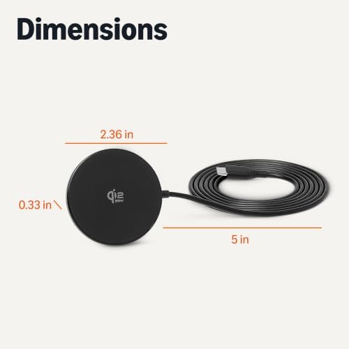Amazon Basics 25W Qi2.2 Certified Wireless Charging Pad, MagSafe Compatible for iPhone 17/16/15/14/13/12, Magnetic Compatible for Android, Google Smartphones, Black (Adapter Not Included) - Image 5