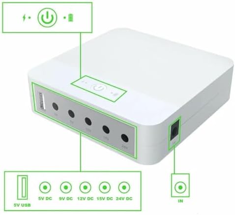 Battery Backup Mini UPS System - 5V/9V/12V/15V/24V mini UPS with 12V 5A Charger for WiFi Modem Router, CCTV Camera, 13200mAh - Image 4