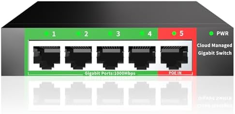 STEAMEMO 5-Port Gigabit Ethernet Switch | Smart Managed with VLAN/QoS | Plug & Play Desktop/Wall-Mount Network Hub w/ PoE in Design | Sturdy Metal & Energy-Efficient(Includes Power Adapter) by STEAMEMO
