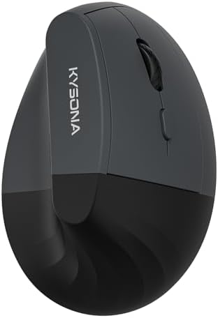 KYSONA EM18 Wireless Ergonomic Vertical Mouse, Ergo Design, Bluetooth Cordless Mouse for Medium/Large Hands, Silent Click, 5-Level Adjustable DPI, Carpal Tunnel Mice for Computer/PC/Mac/Laptop, Black by KYSONA