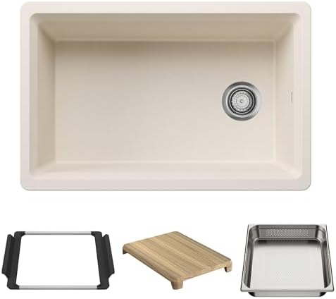 BLANCO Inteos SILGRANIT 30" Single Bowl Workstation Kitchen Sink Soft White by BLANCO