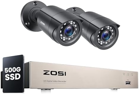 ZOSI 8CH 1080P Home CCTV Camera System, 2pcs Outdoor Camera, 500GB HDD by ZOSI