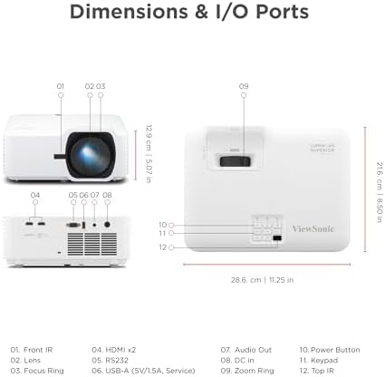 ViewSonic LSD400W WXGA 4000 Lumens Laser Installation Projector, Dual HDMI - Image 7