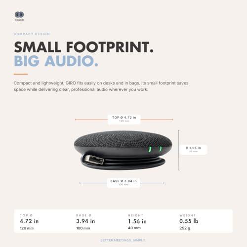 Boom Giro Conference Speakerphone with 360° Omnidirectional Mic, Full Duplex HD Audio, Acoustic Echo Cancellation & Noise Reduction, USB & Bluetooth, Portable for Zoom, Teams & Google Meet - Image 5