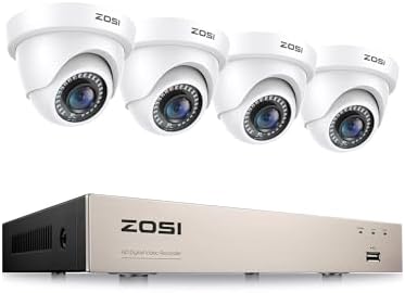 ZOSI 3K Lite 8CH H.265+ Home Security Camera System with AI Human/Vehicle Detection,Night Vision,5MP Lite 8 Channel CCTV DVR,4pcs 1080P 1920TVL 2MP Outdoor Indoor Surveillance Dome Cameras (No HDD) by ZOSI