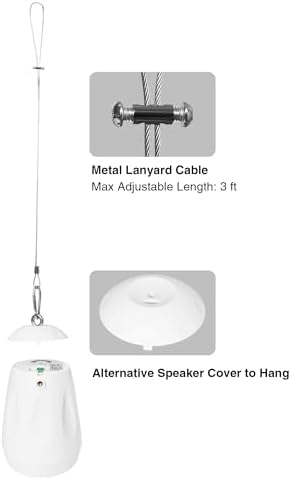 Sound Town Commercial Restaurant Bluetooth Amplifier + Pendant Speaker Set, with One 6-Zone 70V/100V Amplifier with Bluetooth, 12 x All-Weather 4-Inch Pendant Speakers, White (STCA360X12PD4W) - Image 6